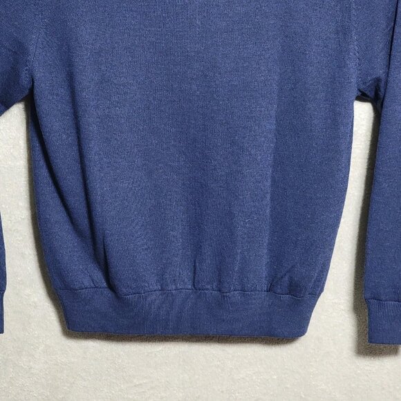 Turtleson Sweater Mens Small Navy Blue Lined Merino 1/4 Zip Marine Lawn MFI4S02 - Picture 8 of 16